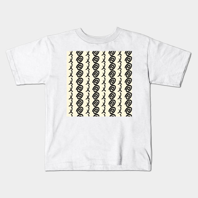 Hugs and Kisses Black on Ivory Pattern Kids T-Shirt by missdebi27